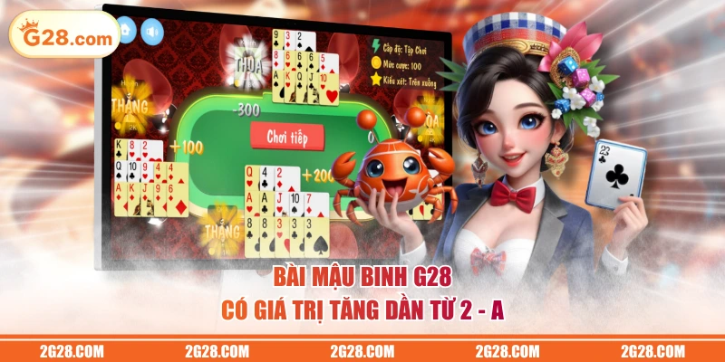 Bài Mậu Binh G28 có giá trị tăng dần từ 2 - A